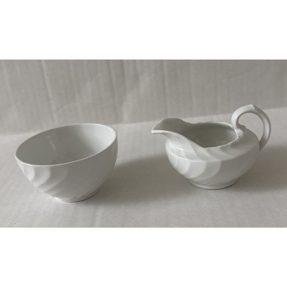 Vintage Burleigh Ware Burgess & Leigh Ironstone swirl creamer and sugar bowl